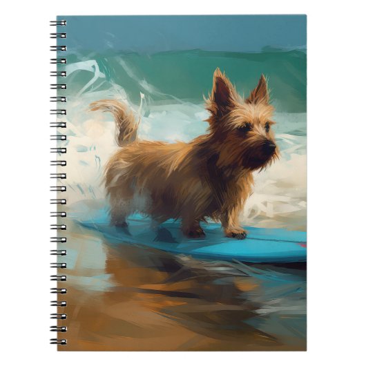 Australische Terrier Strand Surfen Schilderij Notitieboek (Voorkant)