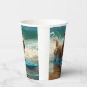 Australische Terrier Strand Surfen Schilderij Papieren Bekers (Rechts)