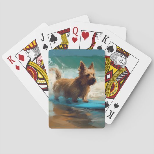Australische Terrier Strand Surfen Schilderij Pokerkaarten (Achterkant)