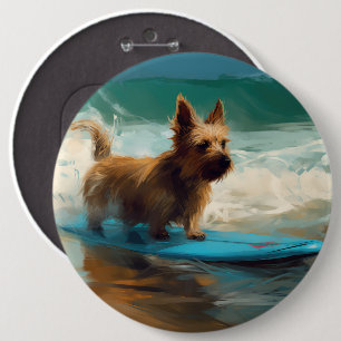 Australische Terrier Strand Surfen Schilderij Ronde Button 6,0 Cm