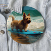 Australische Terrier Strand Surfen Schilderij Ronde Button 6,0 Cm (In situ)