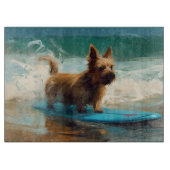 Australische Terrier Strand Surfen Schilderij Snijplank (Voorkant)