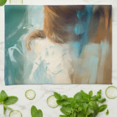 Australische Terrier Strand Surfen Schilderij Theedoek (Gevouwen)