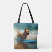 Australische Terrier Strand Surfen Schilderij Tote Bag (Achterkant)