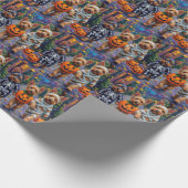 Australische Terriër Trick-or-Treating in Hallowee Cadeaupapier (Hoek)