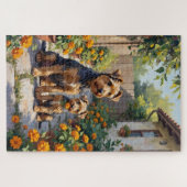 Australische Terrier Tuin Bloei Kunst Legpuzzel (Horizontaal)