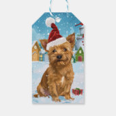 Australische Terriër Winter Wonderland Kerstmis Cadeaulabel (Achterkant)