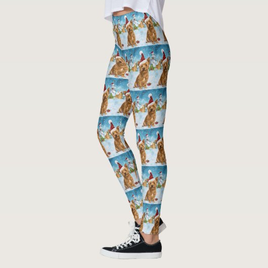 Australische Terriër Winter Wonderland Kerstmis Leggings (Links)