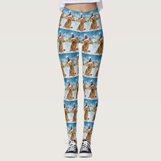 Australische Terriër Winter Wonderland Kerstmis Leggings (Voorkant)