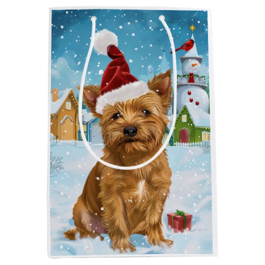 Australische Terriër Winter Wonderland Kerstmis Medium Cadeauzakje (Voorkant)