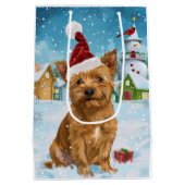 Australische Terriër Winter Wonderland Kerstmis Medium Cadeauzakje (Achterkant)