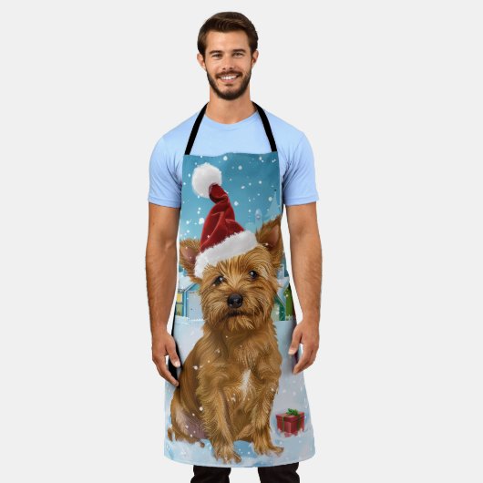 Australische Terriër Winter Wonderland Kerstmis Schort (Gedragen)