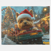Australische Terrierhond Achtbaan Kerstmis Fleece Deken (Voorkant (Horizontaal))
