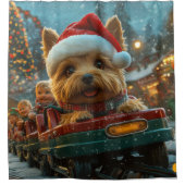 Australische Terrierhond Achterbaan Kerstmis Douchegordijn (Voorkant)