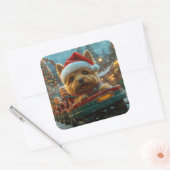 Australische Terrierhond Achterbaan Kerstmis Vierkante Sticker (Envelop)