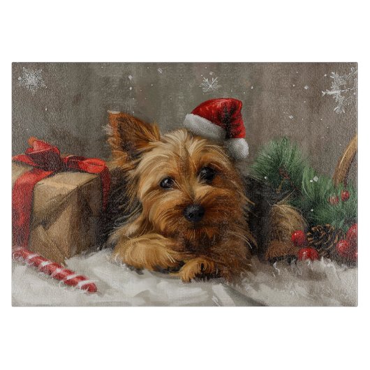 Australische Terrierhond Kerstfeest Snijplank (Voorkant)