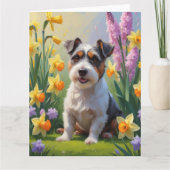 Australische Terrierhond Lente Bloemen Schilderij Kaart (Voorkant)