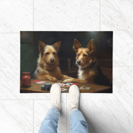 Australische Terrierhonden die Poker spelen Kunst Deurmat