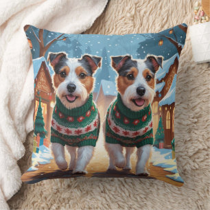 Australische Terrierhonden Kerstmis Sneeuw Vakanti Kussen