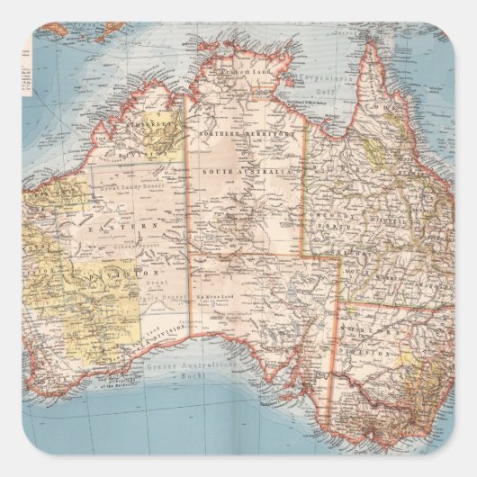 Australische topografie-kaart (1905) vierkante sticker (Voorkant)