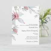 Australische tropische Floral Dusty Blue Wedding Kaart (Staand voorkant)