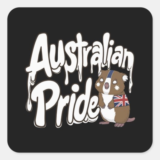 AUSTRALISCHE TROTS VIERKANTE STICKER (Voorkant)
