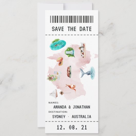 Australische trouw instapkaart save the date (Voorkant)
