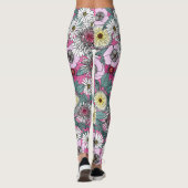 Australische tuinroze bloem leggings (Achterkant)