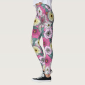 Australische tuinroze bloem leggings (Links)