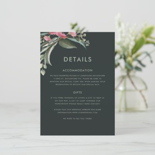 Australische uitnodiging voor een native gum lef W Informatiekaartje (Staand voorkant)