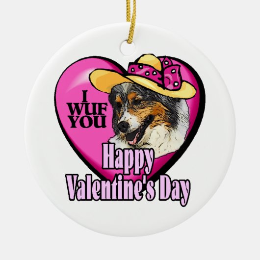 Australische Valentijnsdag Shepherd Keramisch Ornament (Voorkant)