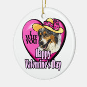 Australische Valentijnsdag Shepherd Keramisch Ornament (Links)