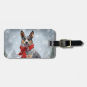 Australische vee Hond in Sneeuw Kerstmis Bagagelabel (Voorkant horizontaal)