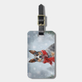 Australische vee Hond in Sneeuw Kerstmis Bagagelabel (Voorkant verticaal)