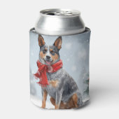 Australische vee Hond in Sneeuw Kerstmis Blikjeskoeler (Blikje Voorkant)