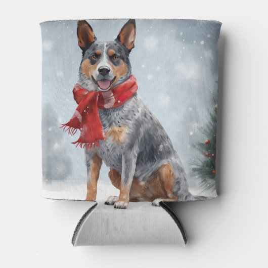 Australische vee Hond in Sneeuw Kerstmis Blikjeskoeler (Voorkant)