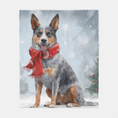 Australische vee Hond in Sneeuw Kerstmis Fleece Deken (Voorkant)
