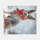 Australische vee Hond in Sneeuw Kerstmis Fleece Deken (Voorkant (Horizontaal))