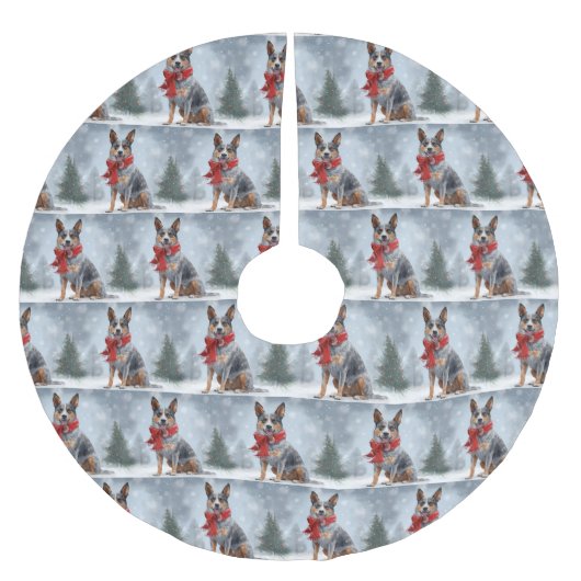 Australische vee Hond in Sneeuw Kerstmis Kerstboom Rok (Voorkant)