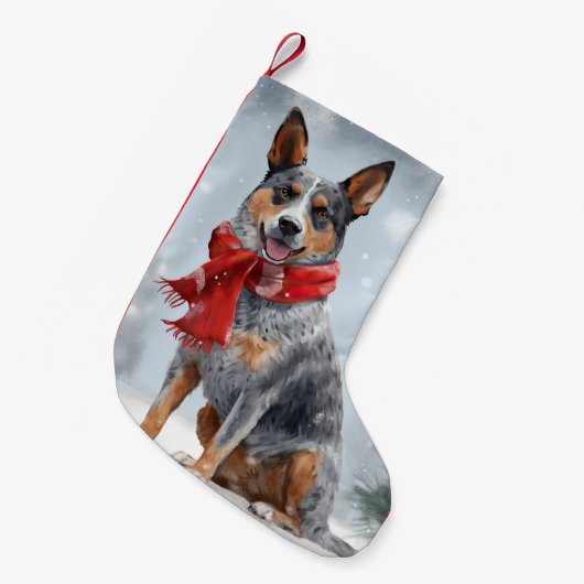 Australische vee Hond in Sneeuw Kerstmis Kleine Kerstsok (Voorkant (Hangend))