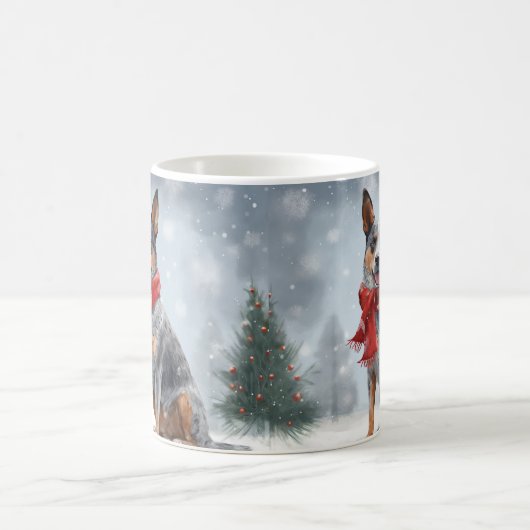 Australische vee Hond in Sneeuw Kerstmis Koffiemok (Center)