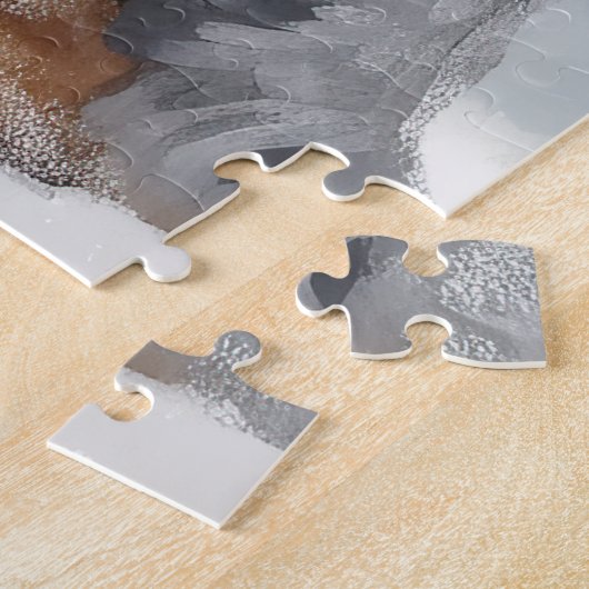 Australische vee Hond in Sneeuw Kerstmis Legpuzzel (Zijkant)