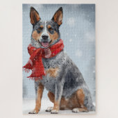 Australische vee Hond in Sneeuw Kerstmis Legpuzzel (Verticaal)