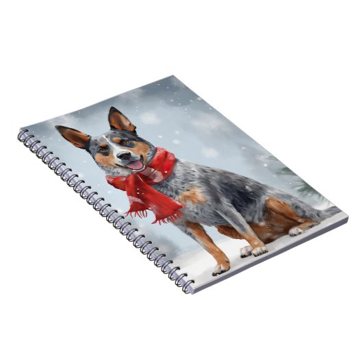 Australische vee Hond in Sneeuw Kerstmis Notitieboek (Rechterzijde)
