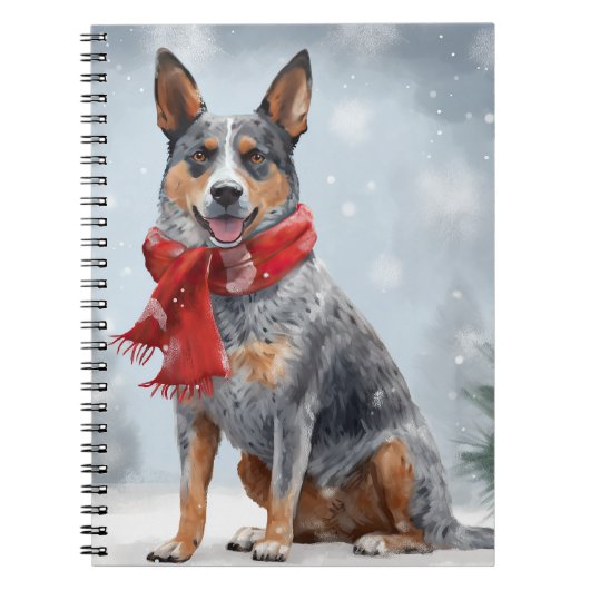 Australische vee Hond in Sneeuw Kerstmis Notitieboek (Voorkant)