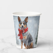 Australische vee Hond in Sneeuw Kerstmis Papieren Bekers (Achterkant)