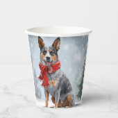 Australische vee Hond in Sneeuw Kerstmis Papieren Bekers (Voorkant)