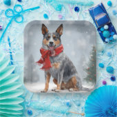 Australische vee Hond in Sneeuw Kerstmis Papieren Bordje (Feest)