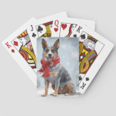 Australische vee Hond in Sneeuw Kerstmis Pokerkaarten (Achterkant)