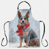 Australische vee Hond in Sneeuw Kerstmis Schort (Voorkant)